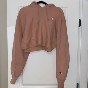 Champion Pink Cropped Hoodie Sz: Small